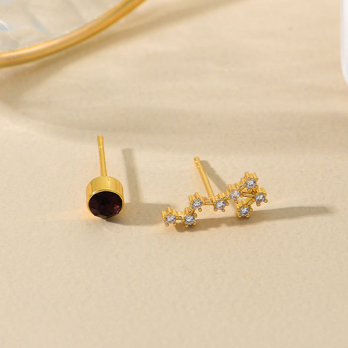 Wholesale Gold Zircon 12 Constellation Earrings JDC-ES-kenj001