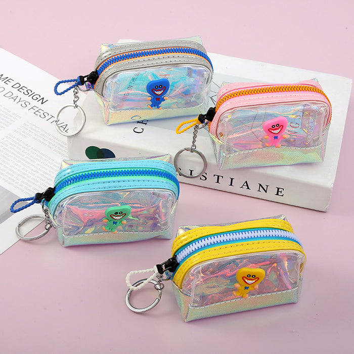 Wholesale keychain laser cartoon doll coin purse jelly color MOQ≥4 JDC-KC-XiaoKe009