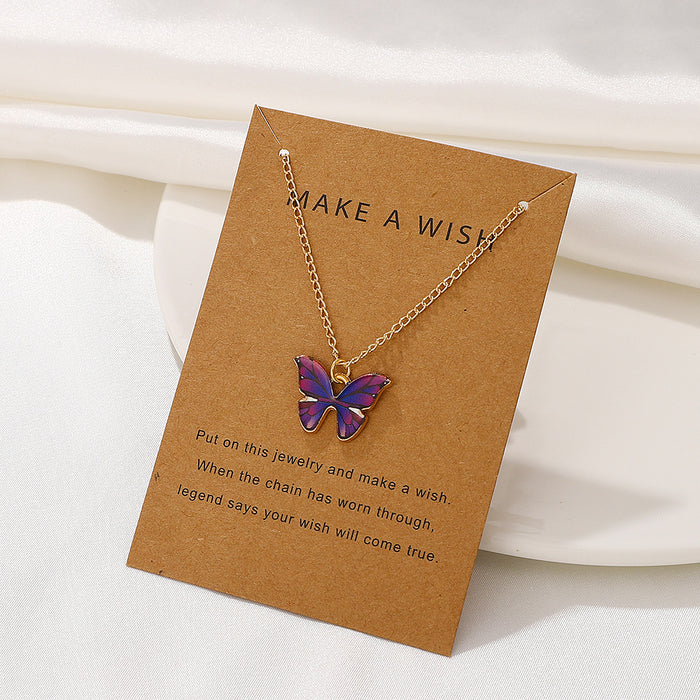 Wholesale Necklace Alloy Enamel Purple Butterfly Clavicle Chain JDC-NE-D351