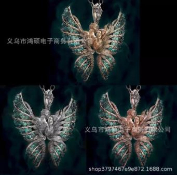 Wholesale Necklace Alloy Angel Wings Diamond Butterfly SGF191MOQ≥2 JDC-NE-Fhong018