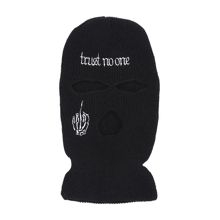 Wholesale Embroidered Letter Hand Grab Three Hole Knit Hat Ear Guard Cycling Cap MOQ≥2 JDC-FH-YueH007