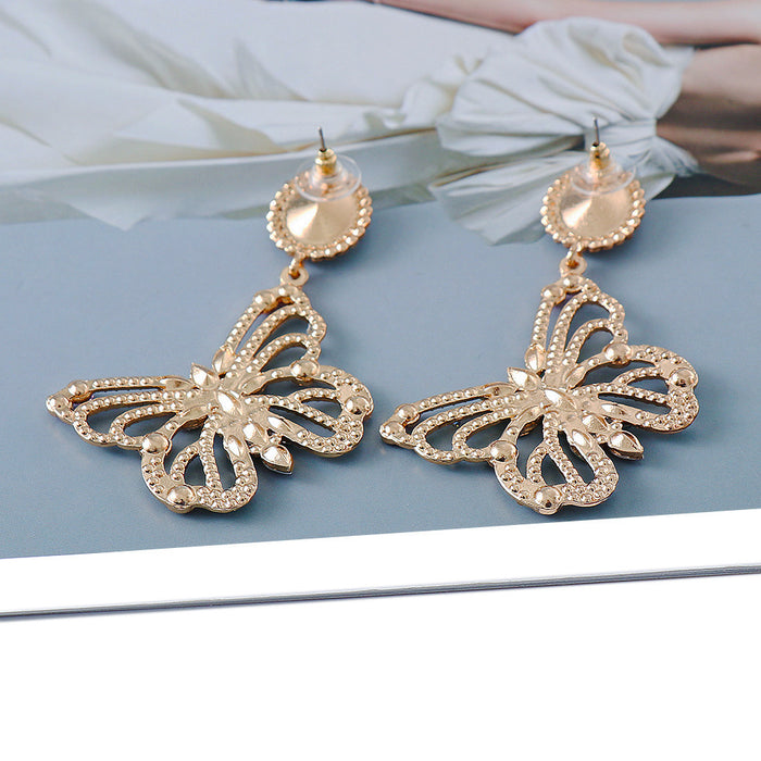 Jewelry WholesaleWholesale diamond butterfly alloy earrings JDC-ES-LIUM041 Earrings 榴芒 %variant_option1% %variant_option2% %variant_option3%  Factory Price JoyasDeChina Joyas De China