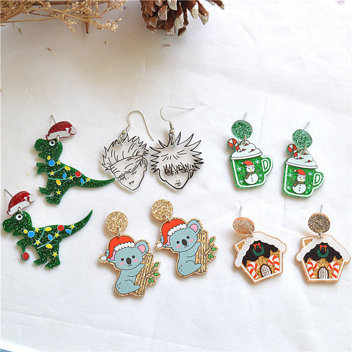 Wholesale Earrings Acrylic Christmas Cups House Anime JDC-ES-Xienuo021