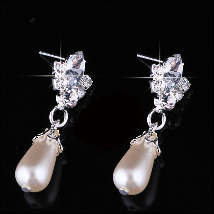 Wholesale temperament women pearl necklace earrings set JDC-NE-YinH030
