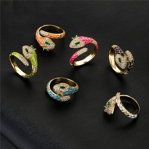 Jewelry WholesaleWholesale Zircon Snake Copper Adjustable Ring JDC-RS-AG353 Rings 澳古 %variant_option1% %variant_option2% %variant_option3%  Factory Price JoyasDeChina Joyas De China