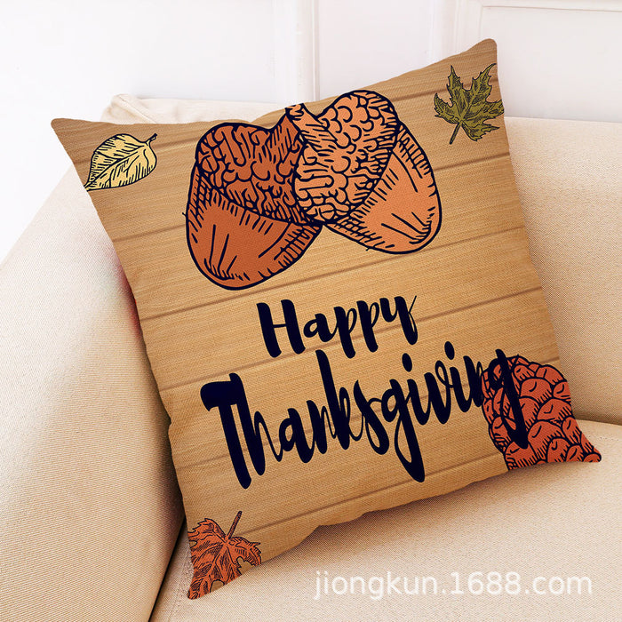 Wholesale Pillowcase Thanksgiving Autumn Vintage English Linen JDC-PW-Jiongkun012