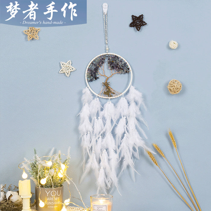Wholesale Dreamcatcher Feather Hoop Plastic Forest White Deer MOQ≥2 JDC-DC-MGu062