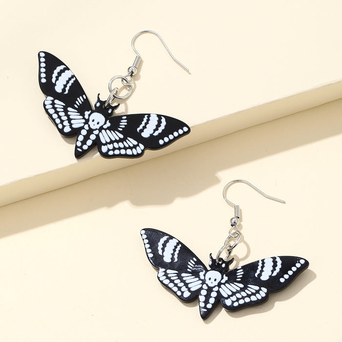 Wholesale Earrings Acrylic Dark Butterfly Black Skull Moth JDC-ES-BoYi001
