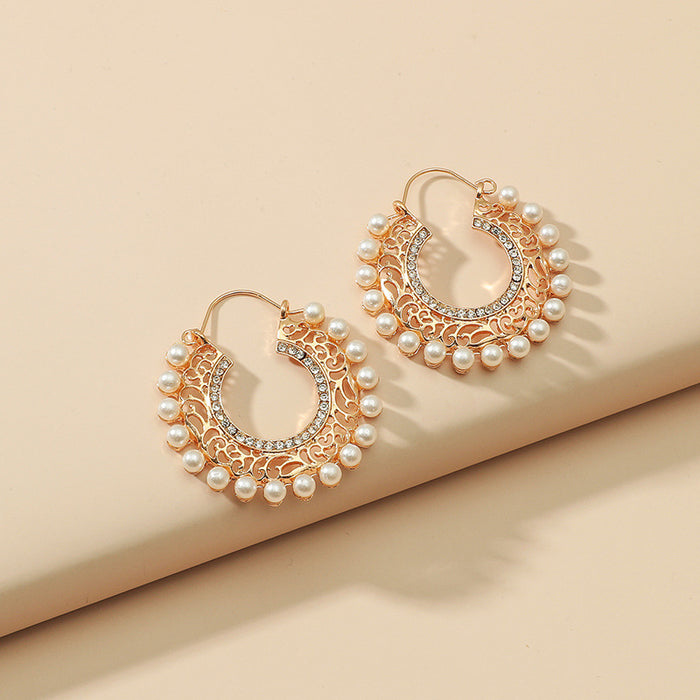 Jewelry WholesaleWholesale vintage cutout engraved pearl earrings JDC-ES-KaiQ017 Earrings 凯庆 %variant_option1% %variant_option2% %variant_option3%  Factory Price JoyasDeChina Joyas De China