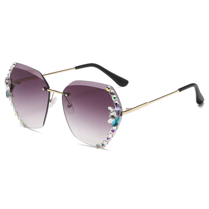 Wholesale Diamond Frameless Cut Edge Women Sunglasses UV Protection JDC-SG-ZhanH006