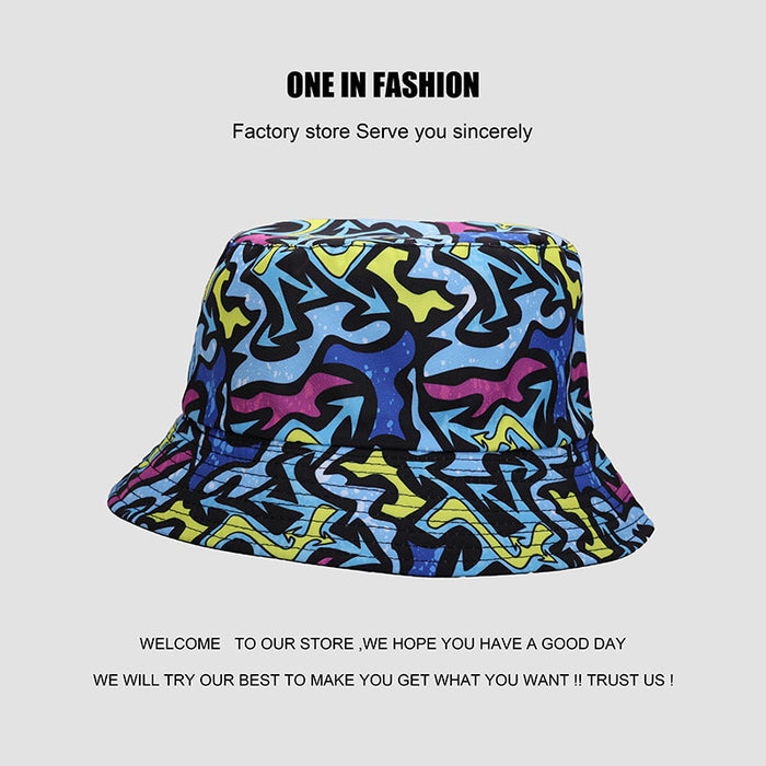 Wholesale fisherman hat printing funny graffiti double sided sun hat JDC-FH-WanY006
