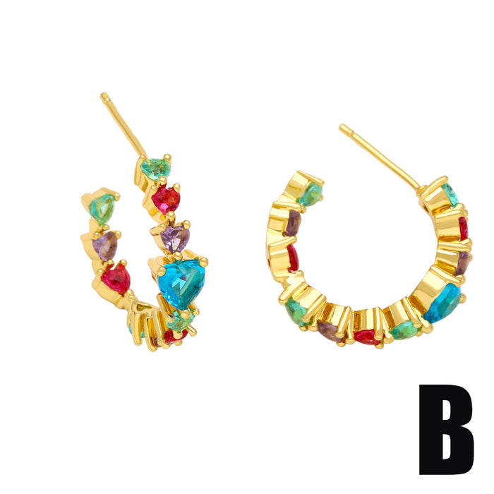 Wholesale Love Heart Earrings Copper JDC-ES-AS110