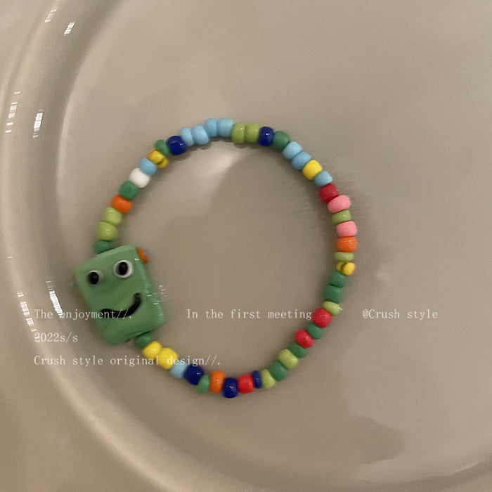 Wholesale Cartoon Little Monster Colorful Beaded Ceramic Bracelet JDC-BT-YQ001