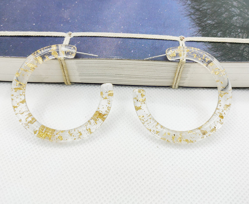 Jewelry WholesaleWholesale Resin Gold Foil Silver Foil Shiny C Type Earrings MOQ≥2 JDC-ES-WZX002 Earrings 万之欣 %variant_option1% %variant_option2% %variant_option3%  Factory Price JoyasDeChina Joyas De China