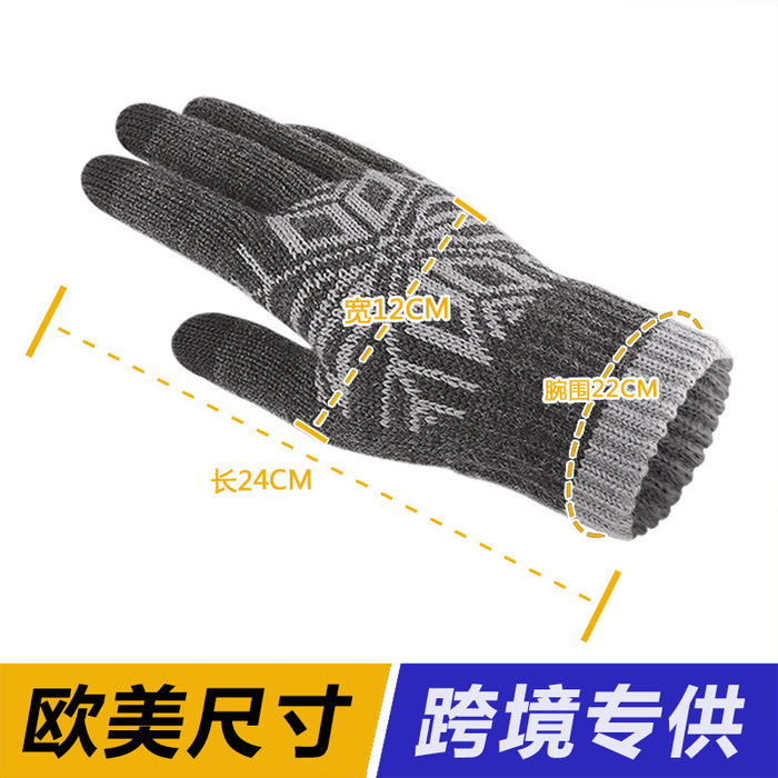 Wholesale Gloves Wool Winter Fingered Jacquard Warm Touch Screen MOQ≥2 JDC-GS-LiR001
