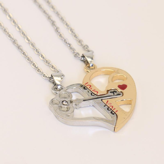 Wholesale Necklaces Alloy Heart Key Pair Puzzle Couple JDC-NE-Shany001