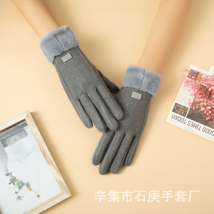 Wholesale Gloves Rabbit Velvet Autumn Winter Plush Warm Women Touch Screen Outdoors MOQ≥2 JDC-GS-ShiG004