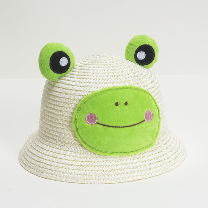 Sombrero de paja para niños al por mayor Papyrus Frog Sunshade Hat JDC-Sh-Pyuan005