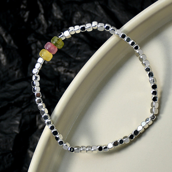 Wholesale Bracelet Small Broken Silver Tourmaline Simple Crackle Crystal Bracelet JDC-BT-YouF006