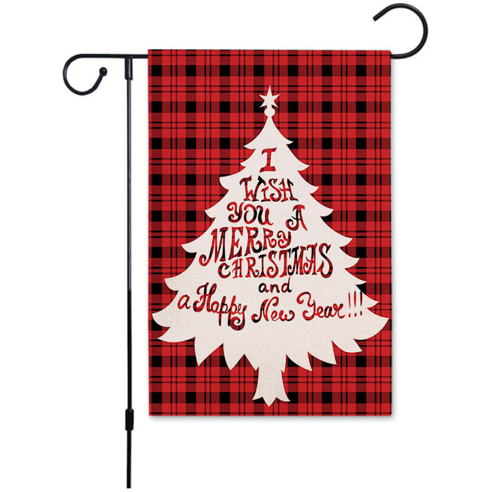 Bandera de jardín de Navidad decorativa al por mayor Lino Impresión digital de doble cara JDC-DCN-YIYANG005