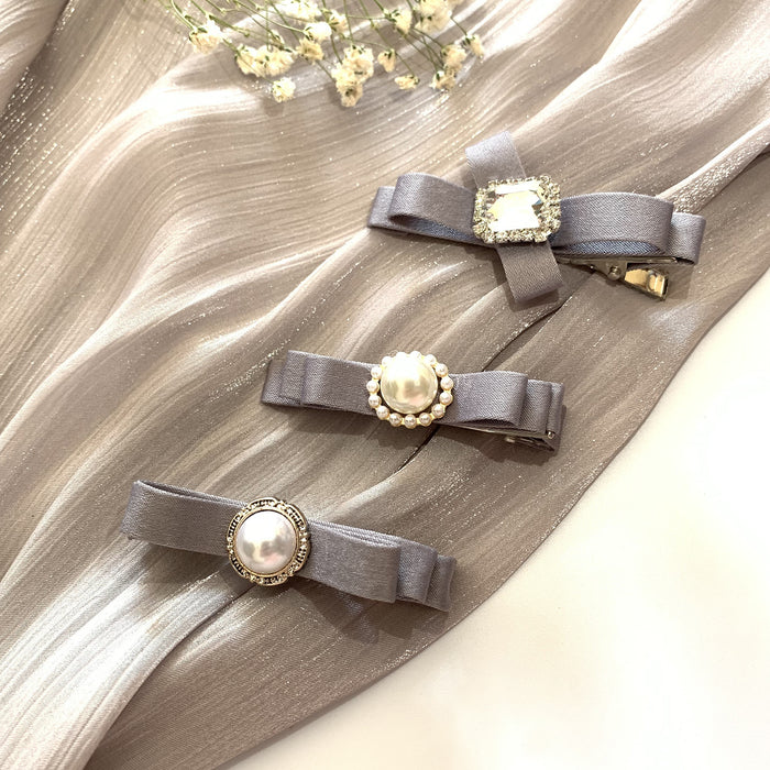 Wholesale Vintage Temperament Pearl Velvet Bow Hair Clip MOQ≥2 JDC-HC-Yisheng002