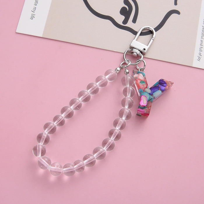 Wholesale Keychains For Backpacks Crystal Pearl Keychain Small Gift Letter Small Pendant MOQ≥2 JDC-KC-JRen001