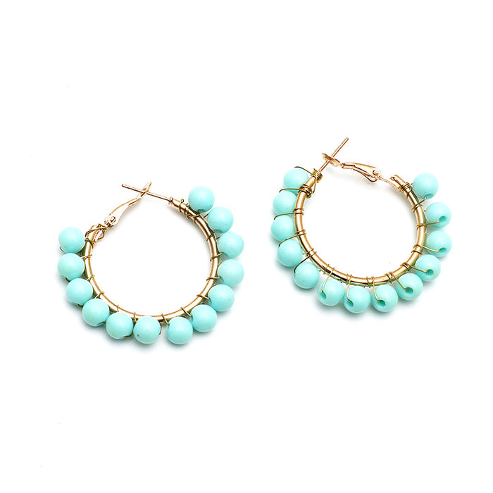 Wholesale earrings alloy beaded braid exaggerated MOQ≥3 JDC-ES-KaiQ043