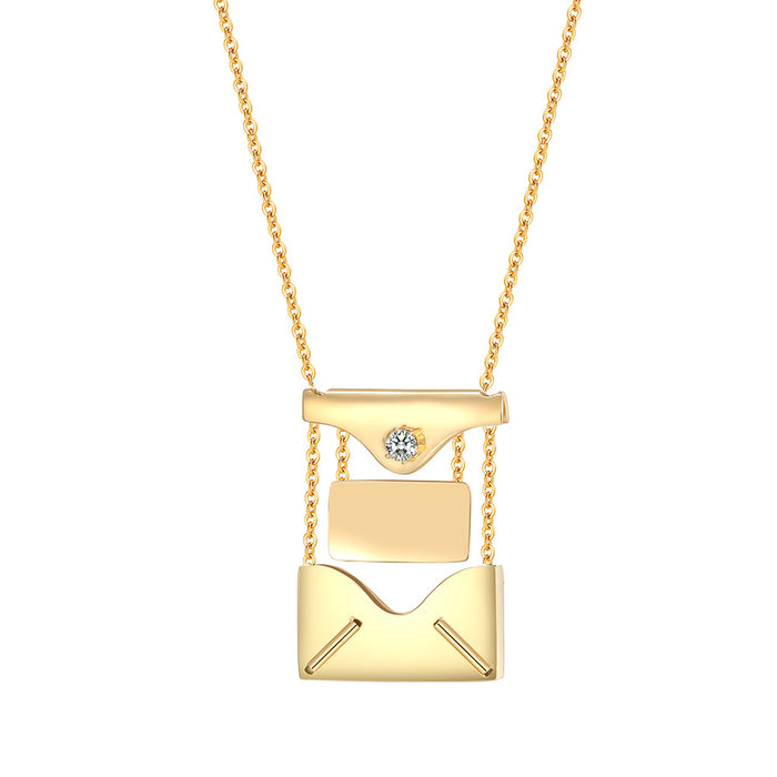 Collar al por mayor Titanium Steel Diamond Envelope Love Carta Colgante JDC-Ne-Qins002
