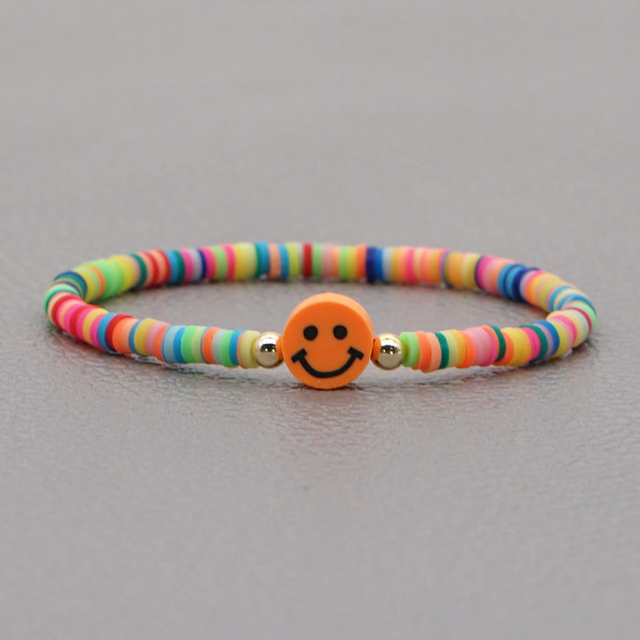 Wholesale 4mm Rainbow Beaded Multicolor Smiley Boho Ethnic Style Clay bead bracelet  JDC-BT-YuX004