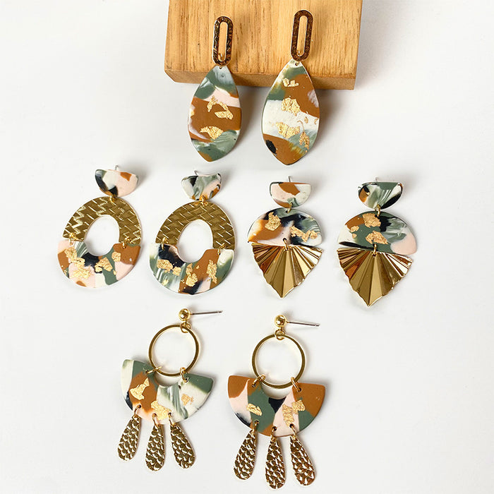 Wholesale Earrings Soft Pottery Vintage Morandi Earrings MOQ≥2 JDC-ES-Yihan006