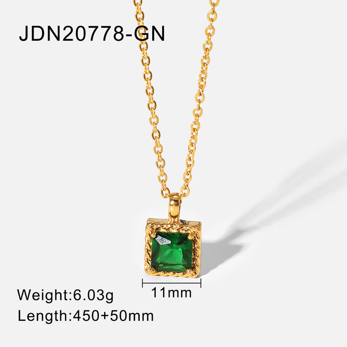 Collier pendentif diamant de petit carré en acier inoxydable en or