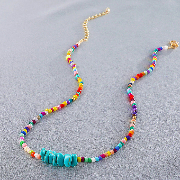Wholesale Necklace Hand Beaded Clavicle Chain Boho Vintage Rice Beads JDC-NE-A116