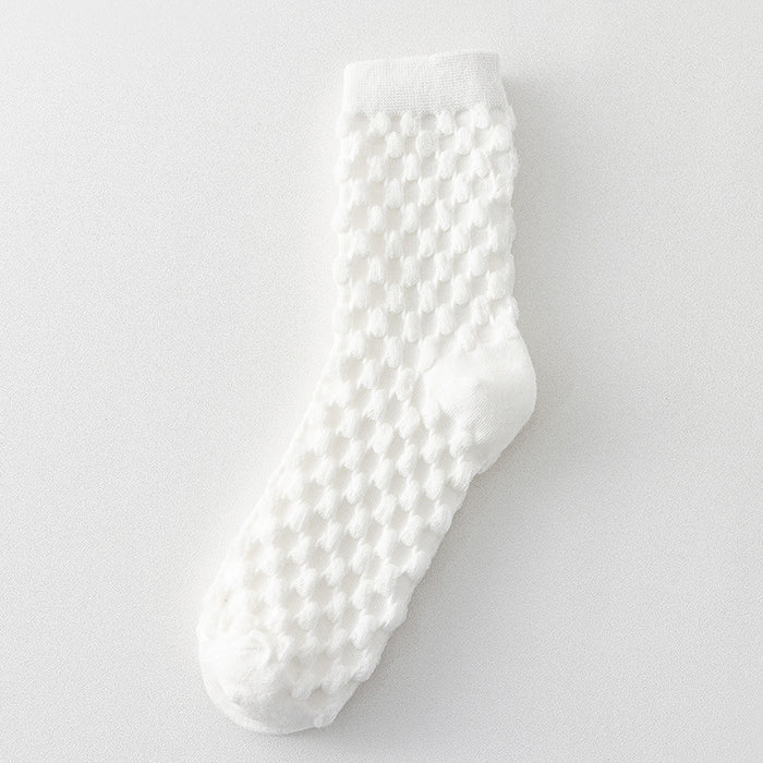 Wholesale Socks Cotton Embossed Candy Color Puff Socks JDC-SK-LiSheng003