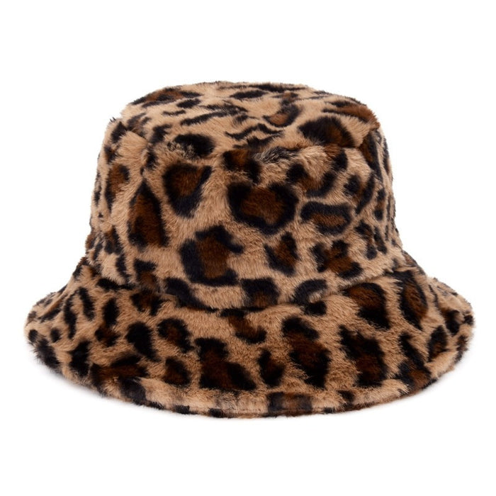 Wholesale Hat Faux Fur Thick Cow Pattern Bucket Hat JDC-FH-XingT001