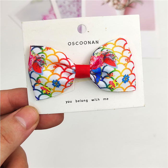 Wholesale pure fish scales multicolor girl bow hair tie hair clip JDC-HC-Junm006