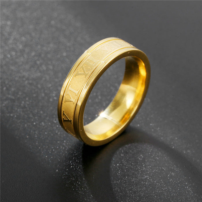 Wholesale Hip Hop Punk Titanium Steel Ring For Men Stainless Steel Roman Numeral Ring JDC-RS-ZhuJ001