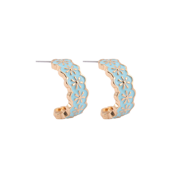 Wholesale Daisy Alloy Hoop Earrings MOQ≥2 JDC-ES-Ruol017