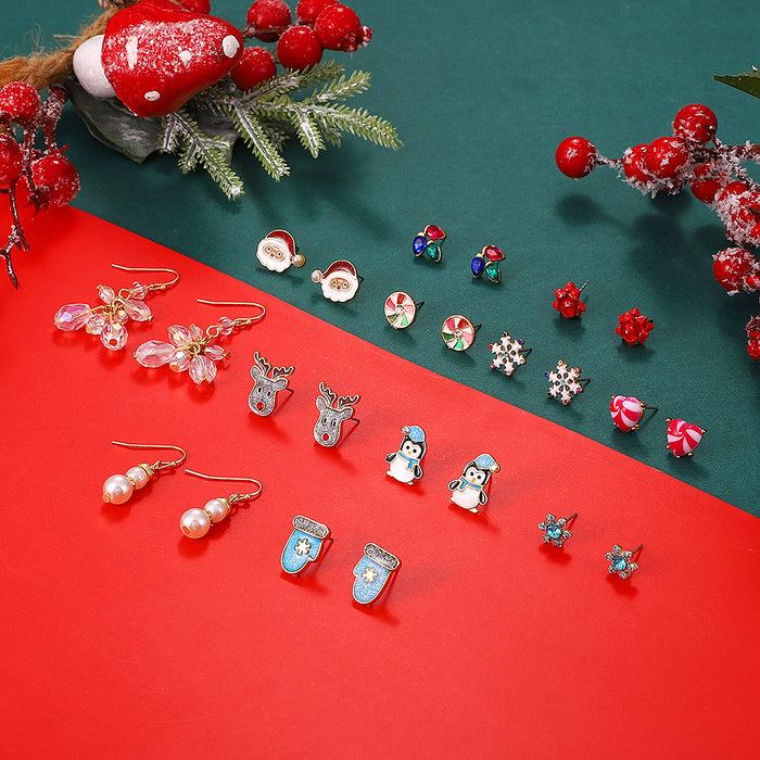Wholesale Earring Alloy Christmas Snowflake Elk 6 Piece Set JDC-ES-D652