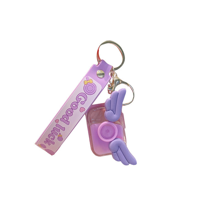 Wholesale Keychains For Backpacks Floating Camera Quicksand Bottle Key Chain School Bag Ornament Doll MOQ≥2 JDC-KC-YDao027