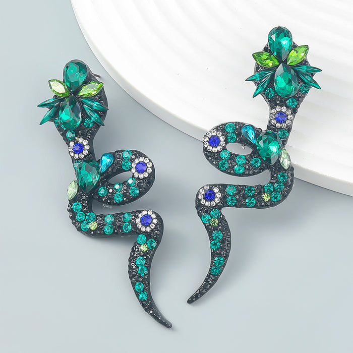 Wholesale Earrings Fancy Color Diamond Alloy Diamond Serpent Floral Boho JDC-ES-JL1041