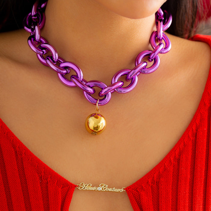 Wholesale Necklaces Plastic Heart Ball Pendant Christmas Colorful Buckle Chain JDC-NE-KunJ173