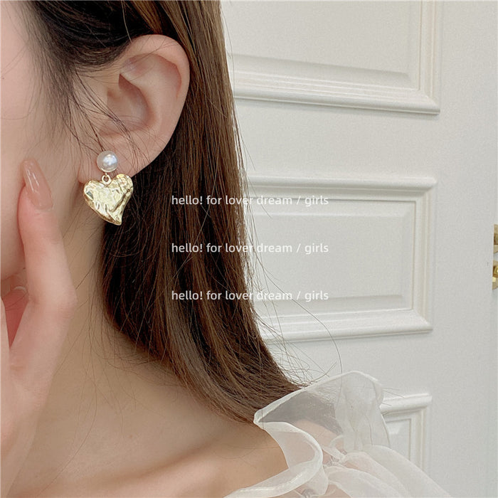 Jewelry WholesaleWholesale Geometric Metal Style Heart Earrings Pearl Stud Earrings JDC-ES-Lfm014 Earrings 珞芙梦 %variant_option1% %variant_option2% %variant_option3%  Factory Price JoyasDeChina Joyas De China
