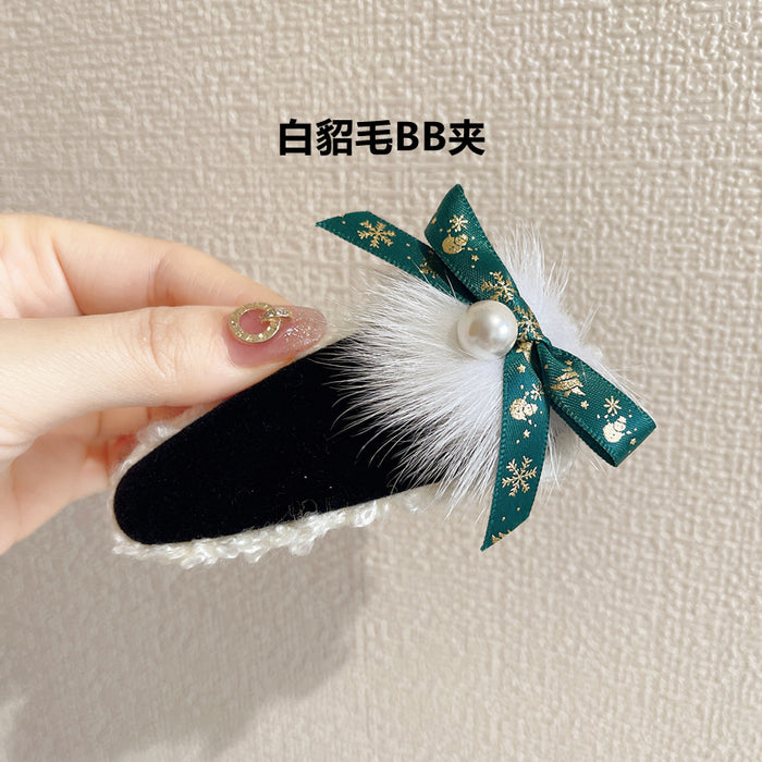 Clips de cabello al por mayor Aleación Velvet Big Butterfly Christmas JDC-HC-Huany001