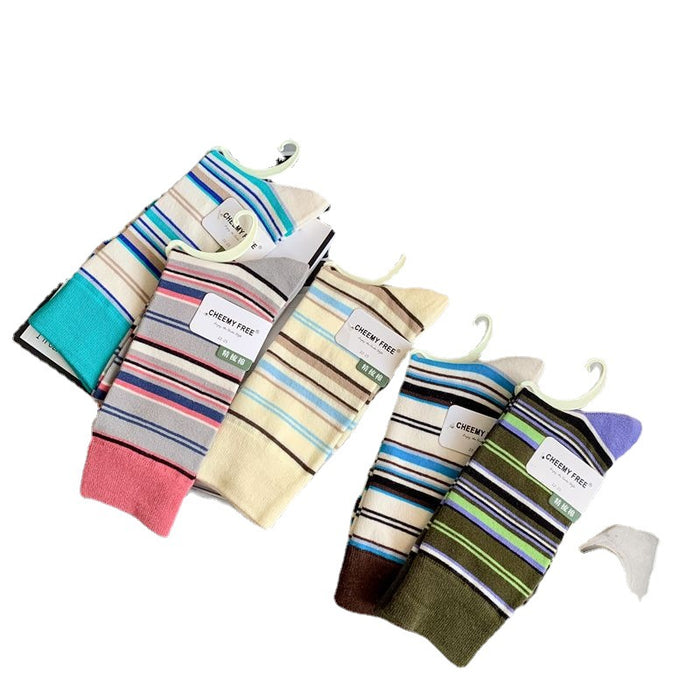 Wholesale Socks Cotton Contrast Stripe Mid Tube Socks JDC-SK-YueYi003