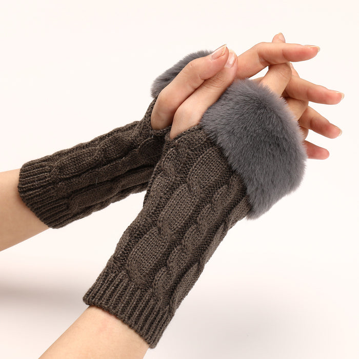Wholesale Gloves Acrylic Flip Fleece Short Half Knitted MOQ≥2 JDC-GS-HonH007