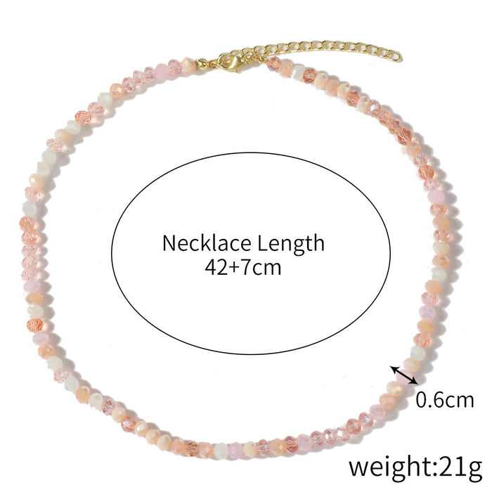 Wholesale Crystal Pendant Clavicle Chain Summer Color Rice Beads Crystal Pearl Necklace JDC-NE-JiaYi001