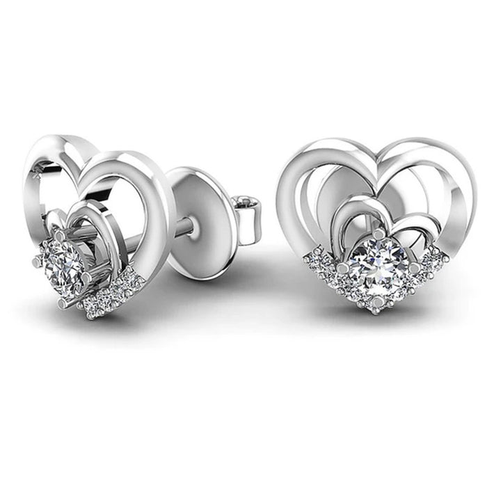 Wholesale Zircon Heart Shaped Copper Earrings MOQ≥2 JDC-ES-Caos025