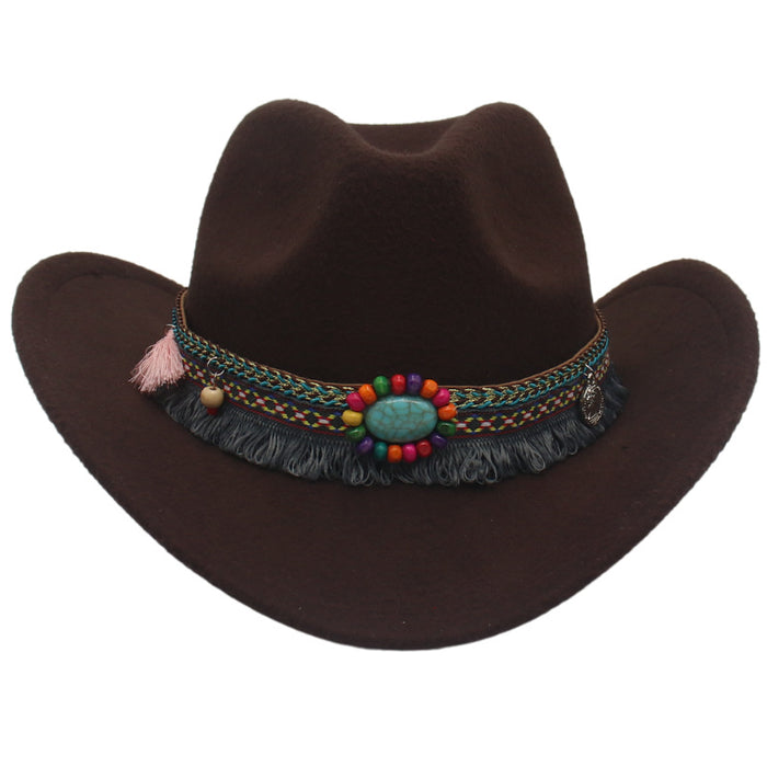 Jewelry WholesaleWholesale Western Cowboy Hat Jeweled Accessories Cotton Jazz Hat JDC-FH-HanDi005 Fashionhat 汉迪 %variant_option1% %variant_option2% %variant_option3%  Factory Price JoyasDeChina Joyas De China