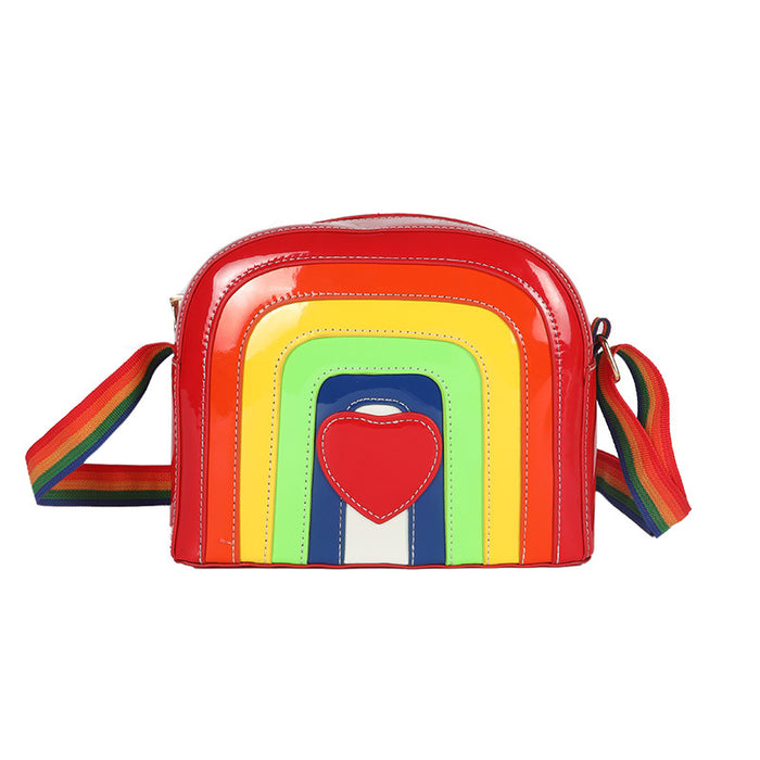 Wholesale Shoulder Bag PU Splicing Contrast Color Rainbow Love Diagonal Cross JDC-SD-Hanc014