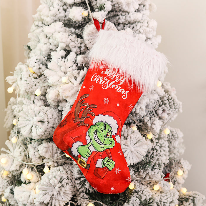 Calcetín al por mayor súper suave no tejida decoración navideña bolso de regalo de dulces jdc-sk-ming001
